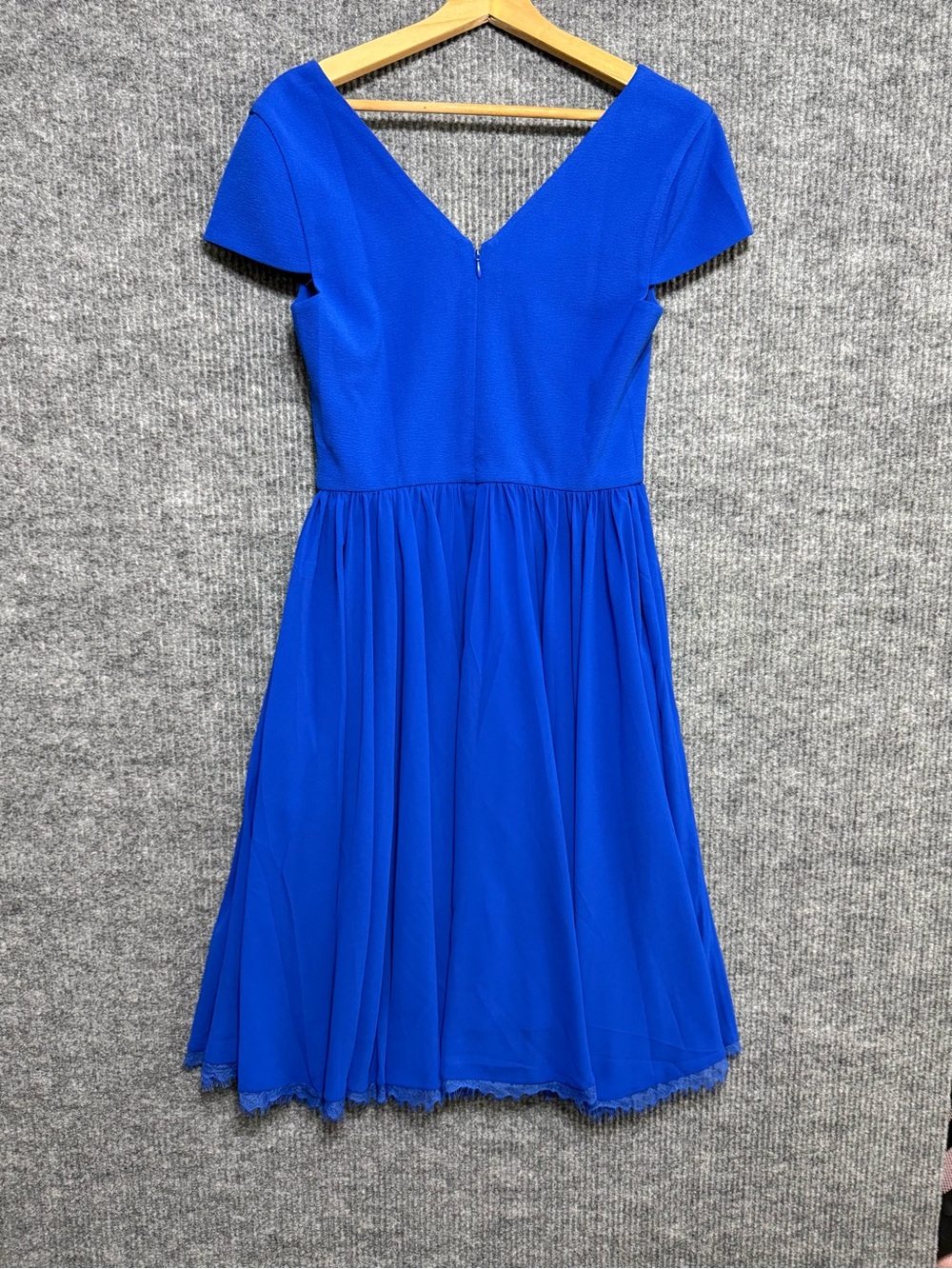 Dress The Population Corey Chiffon Fit & Flare Cocktail Dress Blue Size M - Picture 4 of 6
